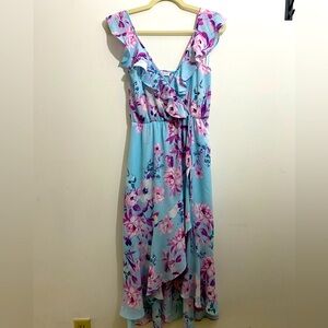 NORDSTROM socialite long floral dress in pink and blue size xs
